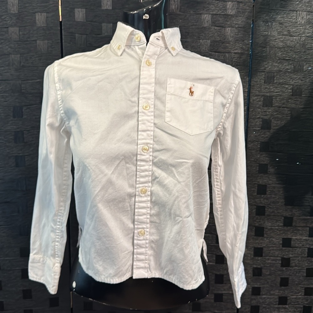 Polo Ralph Lauren Girls / Kids Button Down Back Spell Out Sz 10 White
